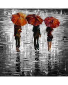 THREE RED UMBRELLAS BW